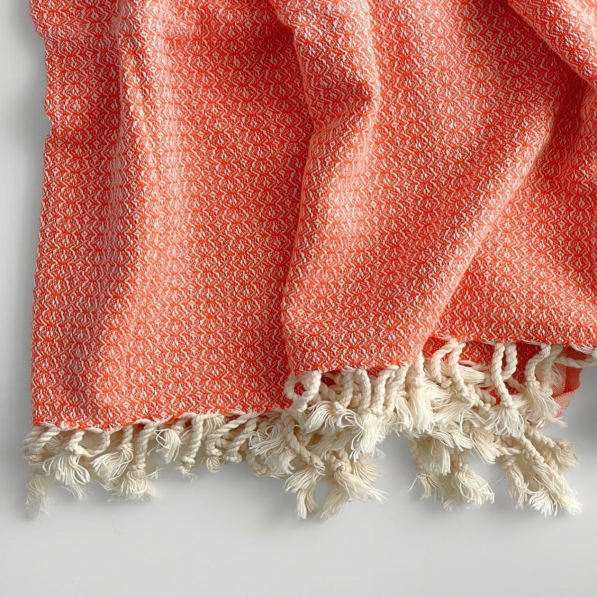 Orange Linen Diamond Turkish Peshtemal Bath Towel