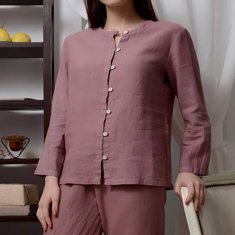 "100% Linen Women's Pajamas, Handmade from Flax"