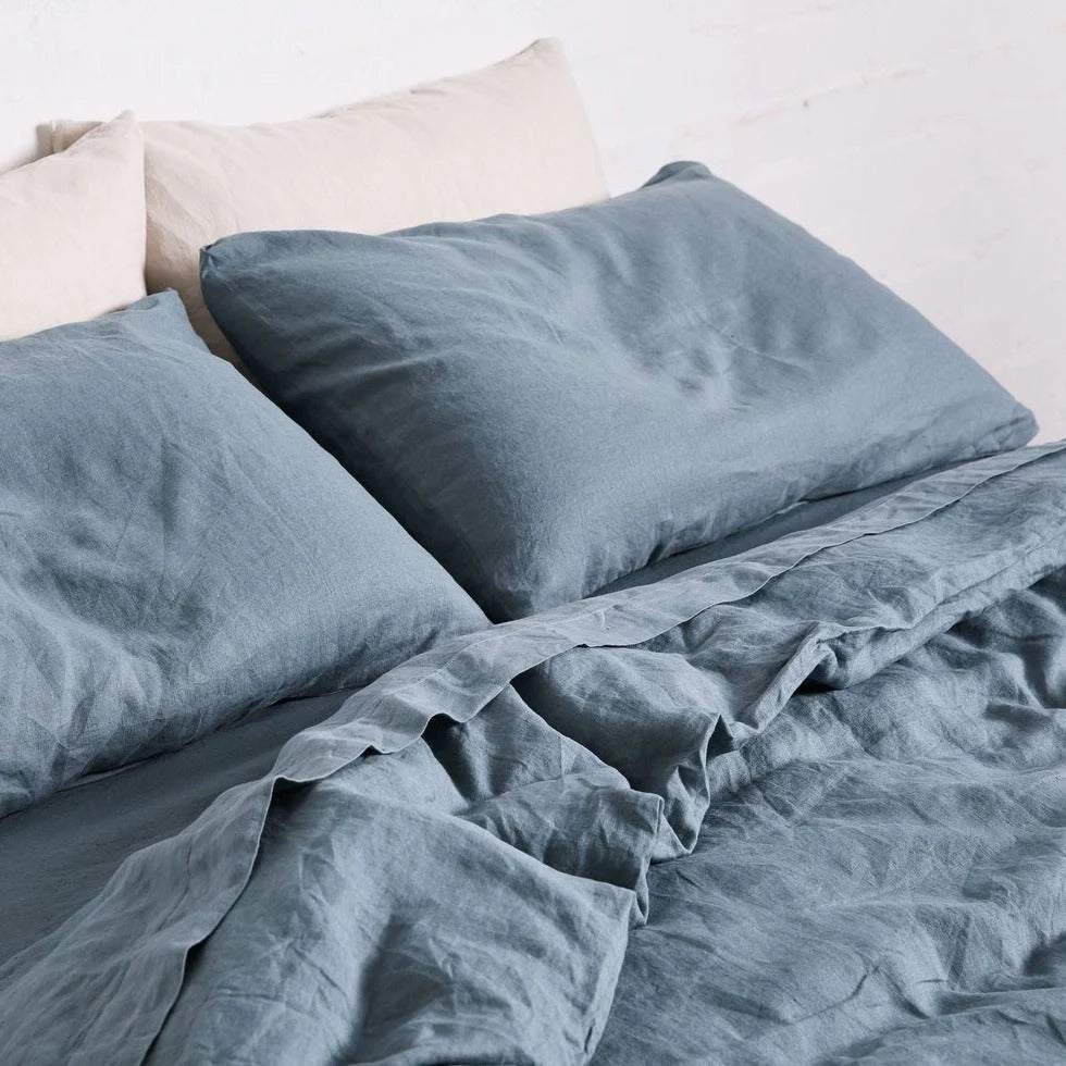 100% Linen Duvet Cover in Lake